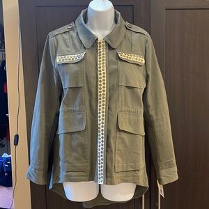 Sweet Rain Military Style Jacket/Shirt - olive green - with metal studs SZ med